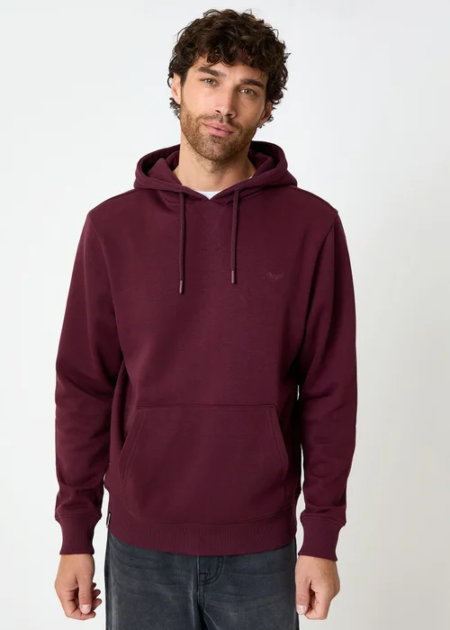 Threadbare Burgundy Cotton Blend Pullover Hoody - S Image 1