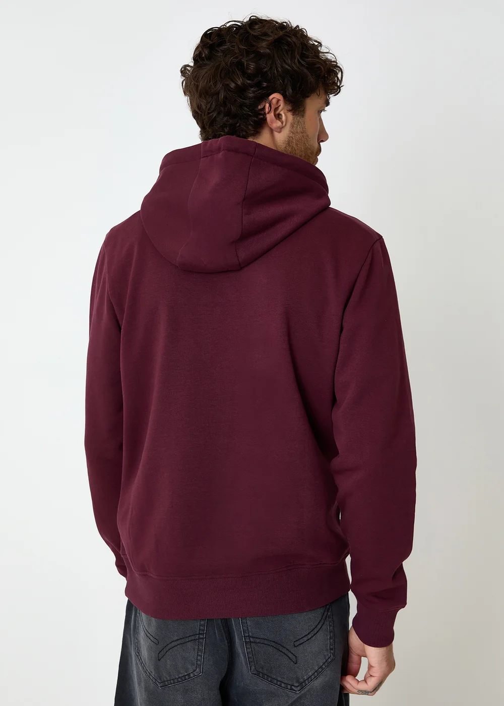 Threadbare Burgundy Cotton Blend Pullover Hoody - S Image 2