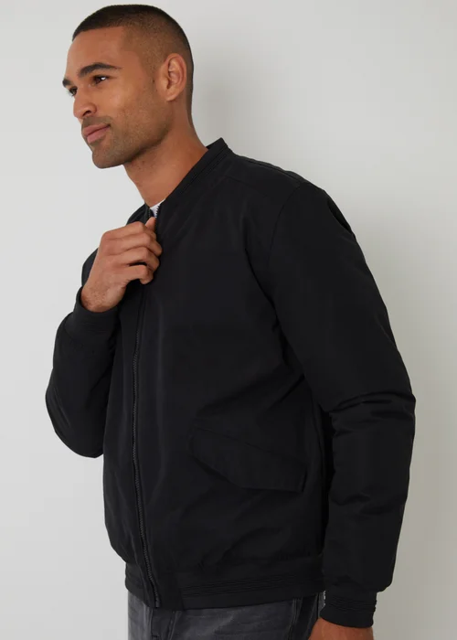 Threadbare Black Padded Bomber Jacket - M Image 4
