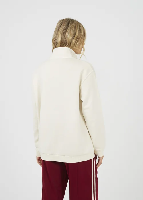 Brave Soul Cream Quarter Zip Funnel Neck Sweatshirt - Extra small Image 2