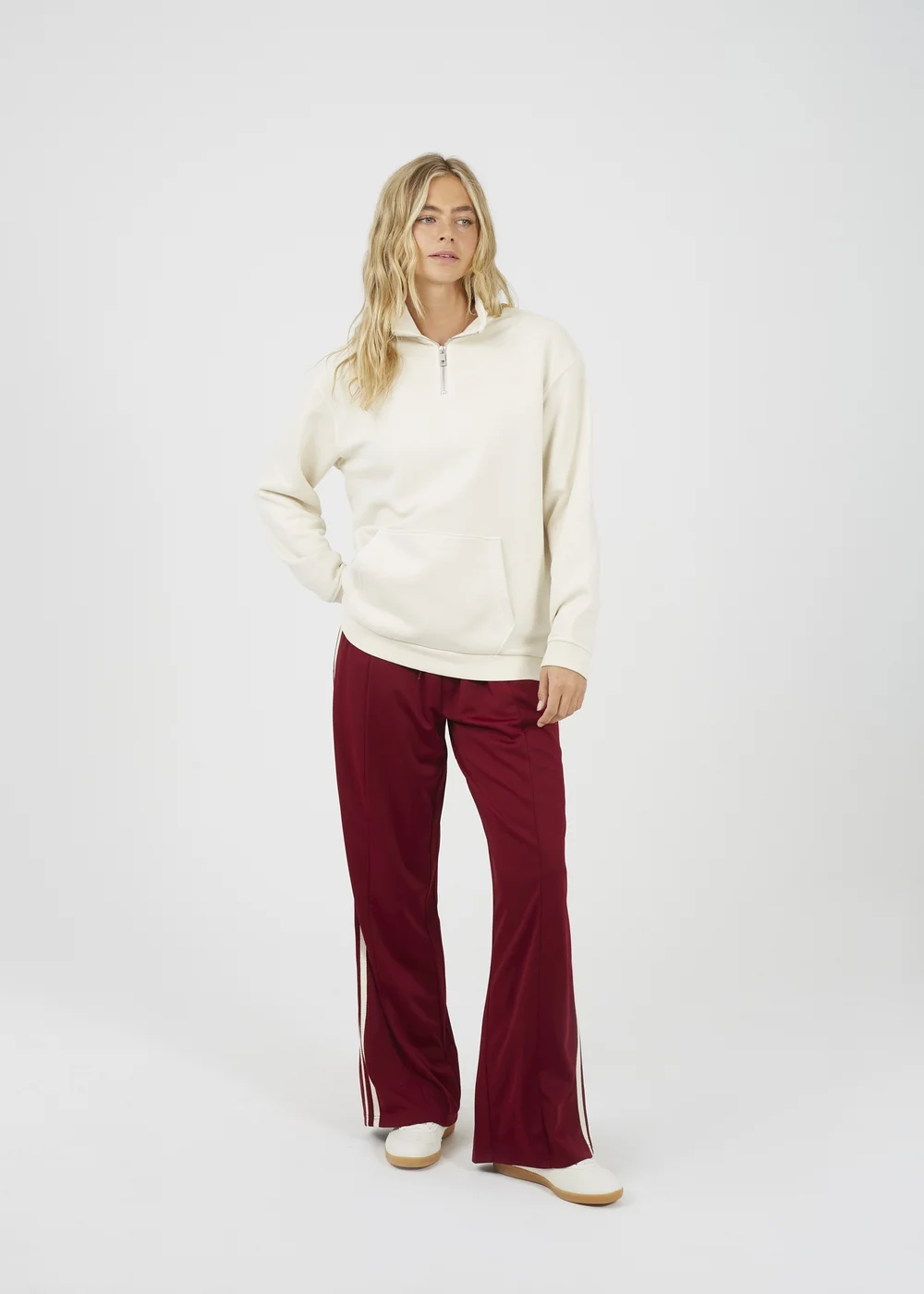 Brave Soul Cream Quarter Zip Funnel Neck Sweatshirt - Extra small Image 4