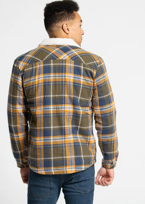 Tokyo Laundry Khaki Checked Padded Shirt With Sherpa Lining - S Image 3