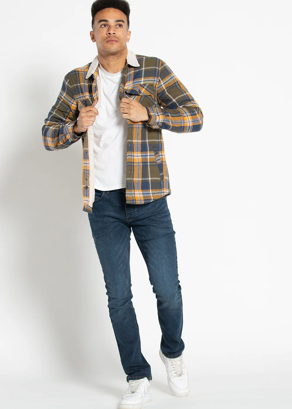 Tokyo Laundry Khaki Checked Padded Shirt With Sherpa Lining - S Image 4