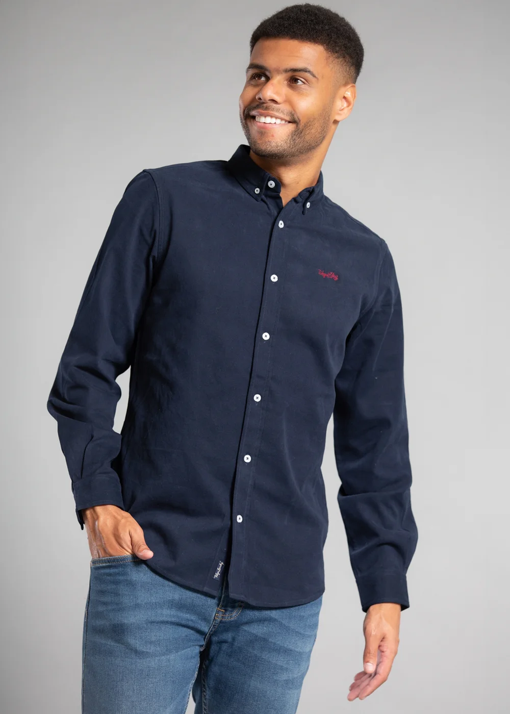 Tokyo Laundry Navy Cotton Oxford Long Sleeve Shirt - S Image 1