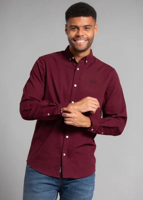 Tokyo Laundry Burgundy Cotton Oxford Long Sleeve Shirt - XL Image 1