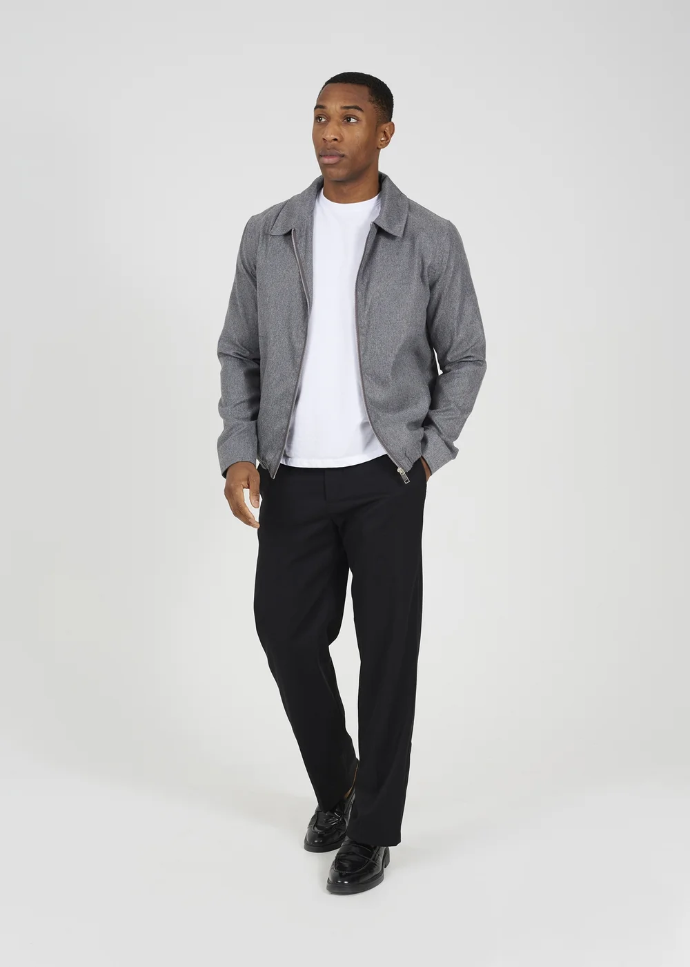 Brave Soul Grey Harrington Style Zip Through Jacket - L Image 4