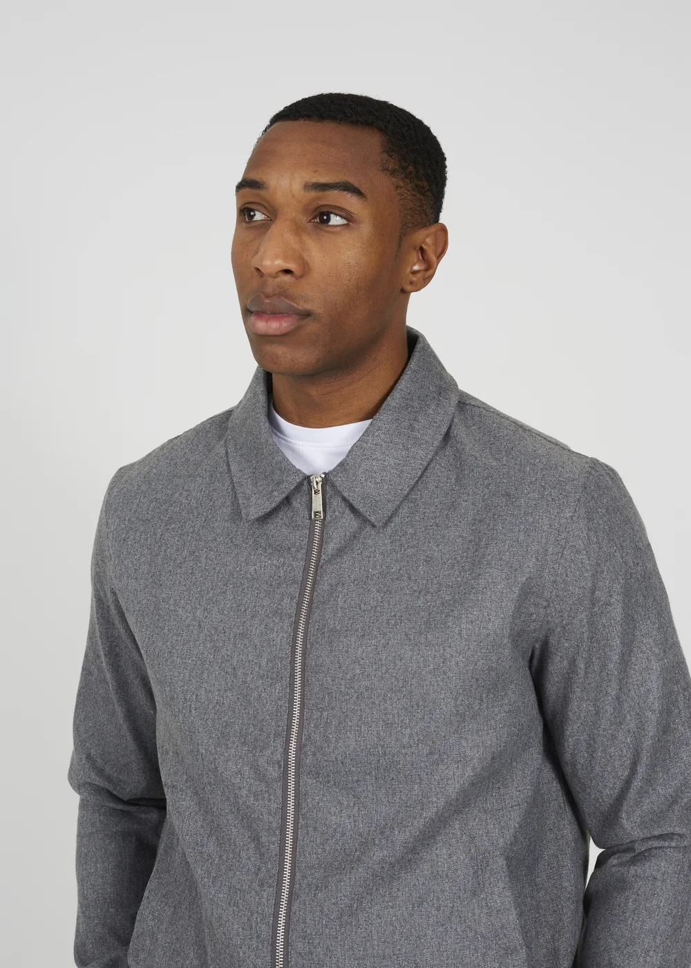 Brave Soul Grey Harrington Style Zip Through Jacket - L Image 3