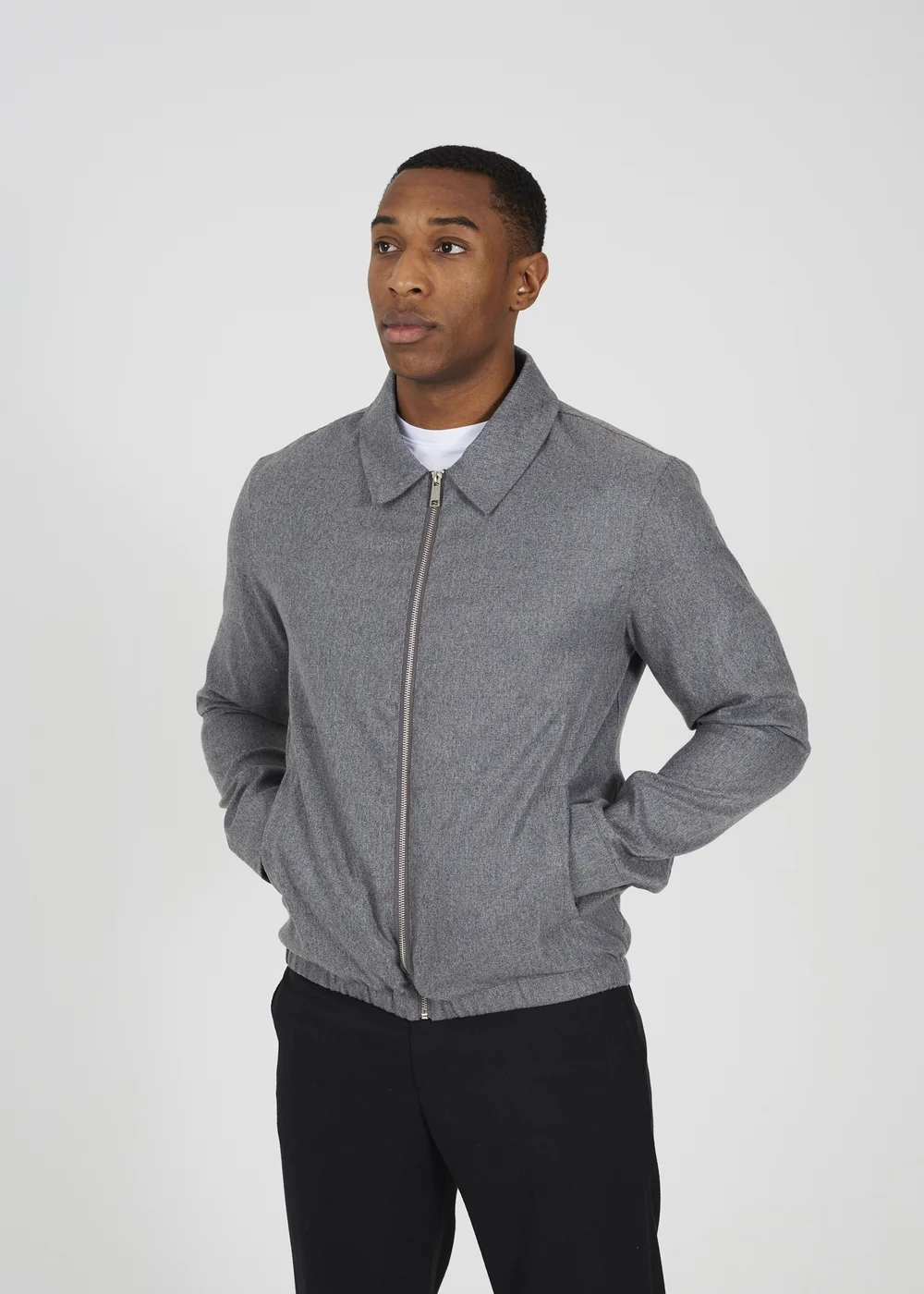 Brave Soul Grey Harrington Style Zip Through Jacket - L Image 1