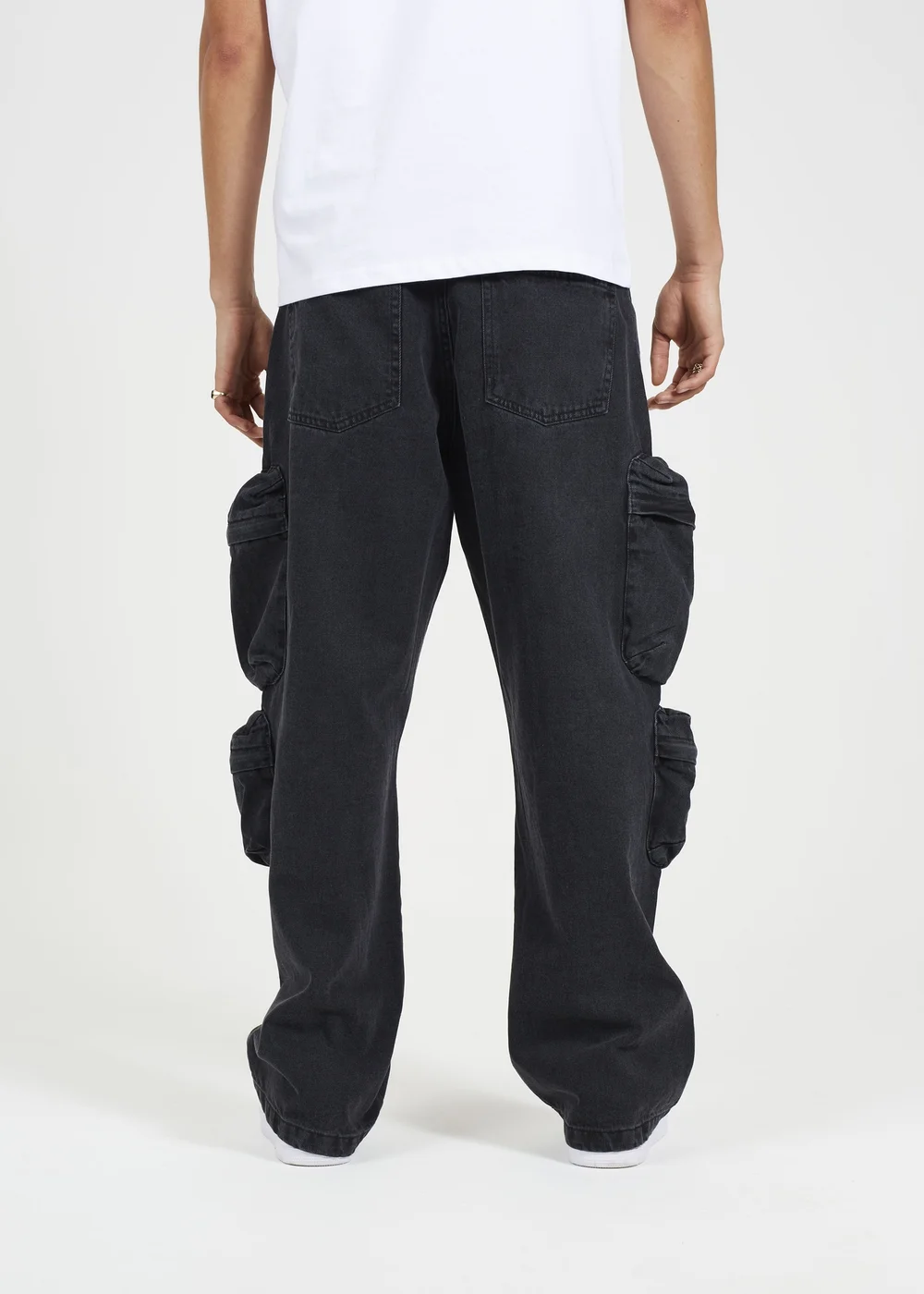 Brave Soul Black Cargo Style Wide Leg Denim Jeans - 32/L32 Image 2