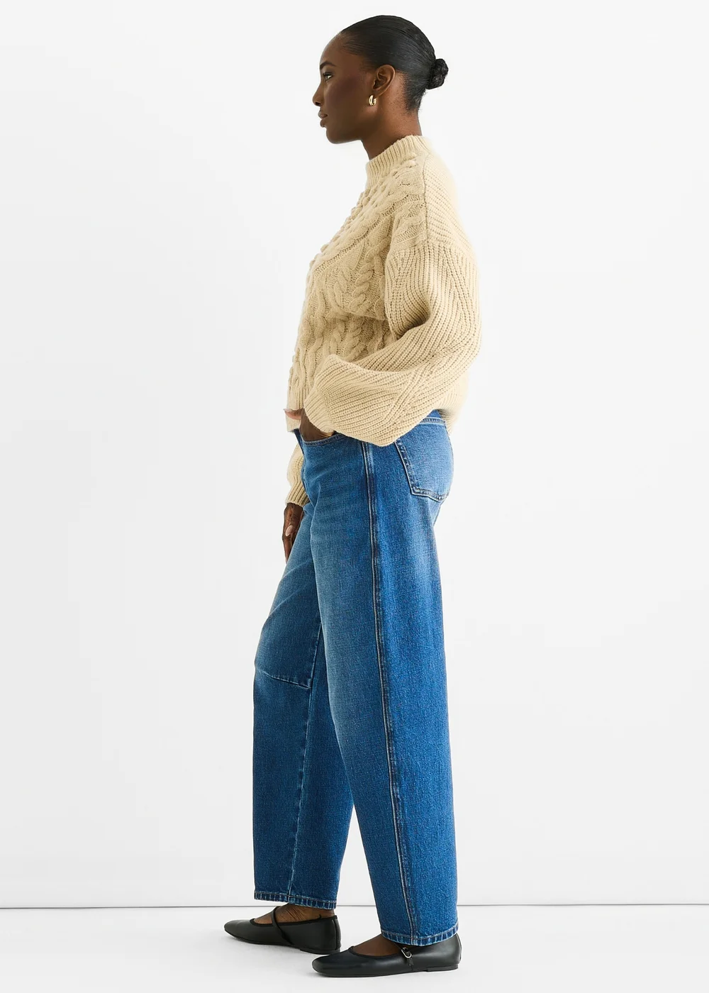 Gini London Beige Chunky Knit Oversized Knit Jumper - L/XL Image 4