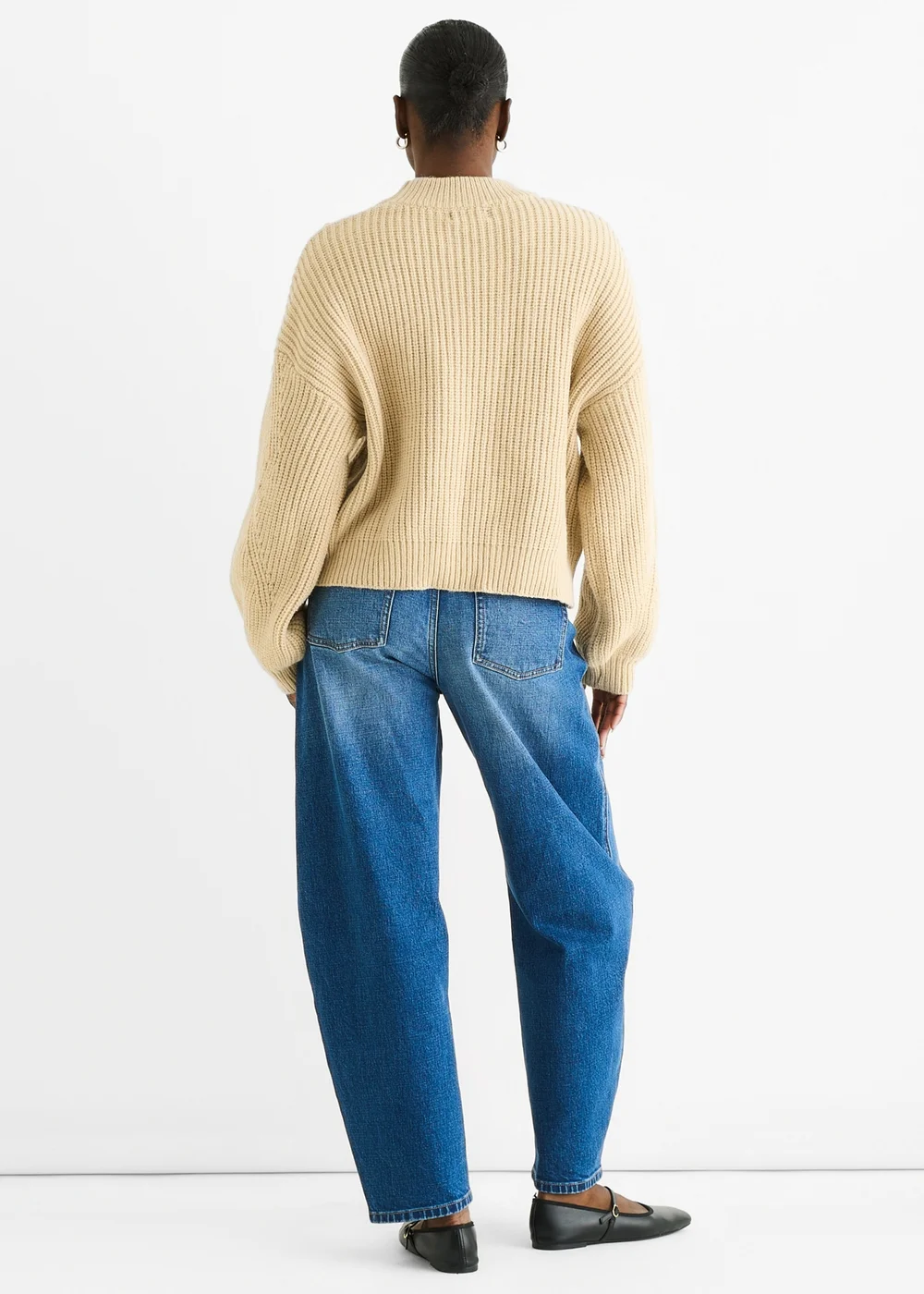 Gini London Beige Chunky Knit Oversized Knit Jumper - L/XL Image 2