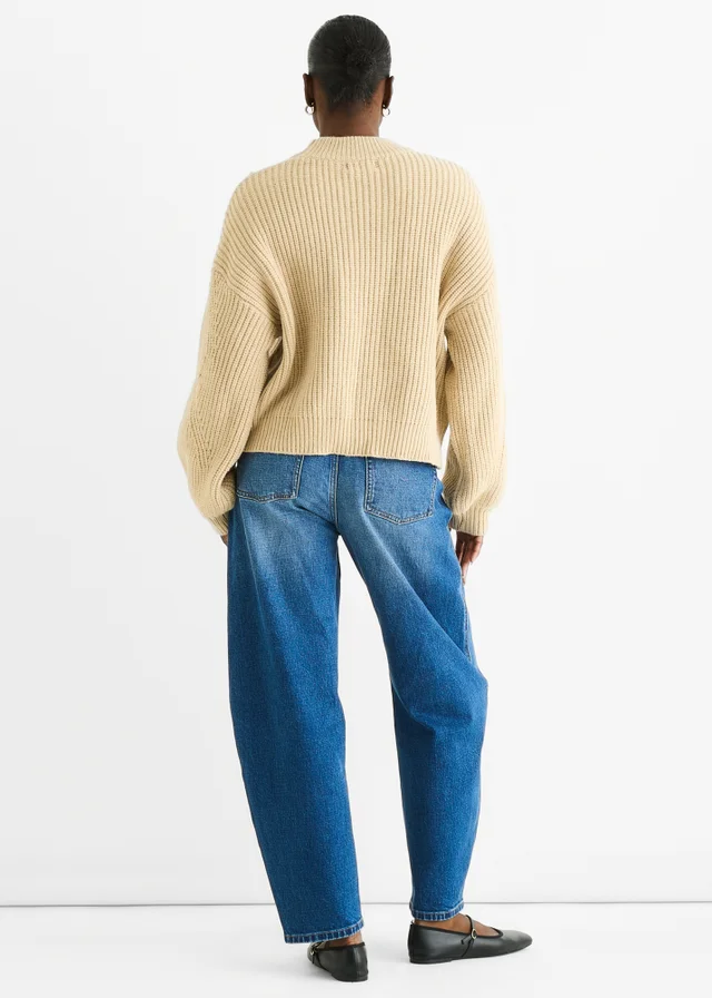 Gini London Beige Chunky Knit Oversized Knit Jumper