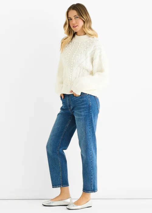 Gini London White Chunky Knit Oversized Knit Jumper - L/XL Image 4