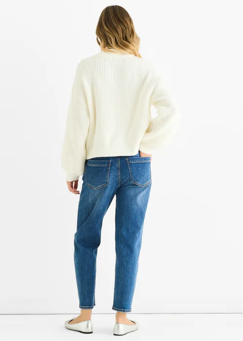Gini London White Chunky Knit Oversized Knit Jumper - L/XL Image 2