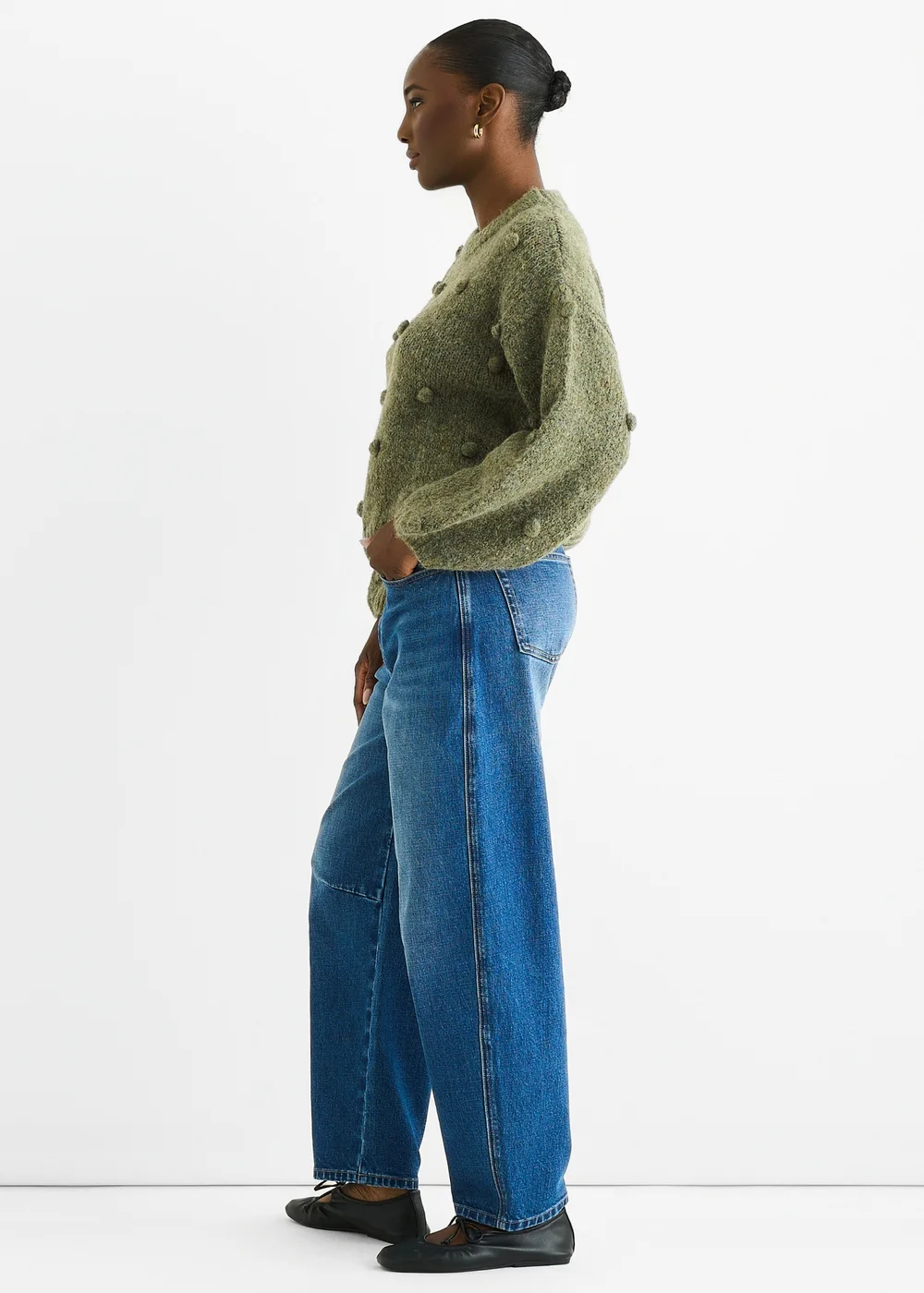 Gini London Green Wool Mix Oversized Knit Jumper - L/XL Image 4