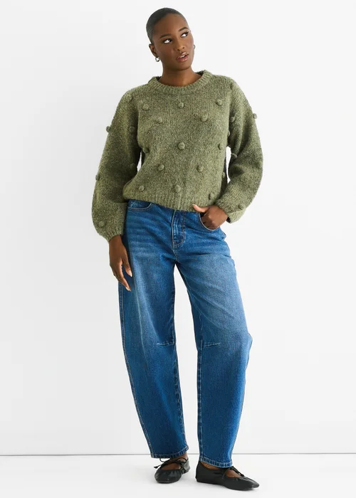 Gini London Green Wool Mix Oversized Knit Jumper - L/XL Image 1