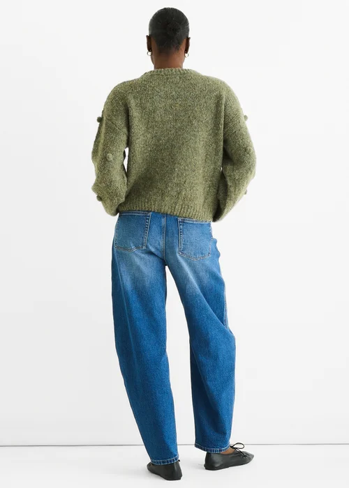 Gini London Green Wool Mix Oversized Knit Jumper - L/XL Image 2