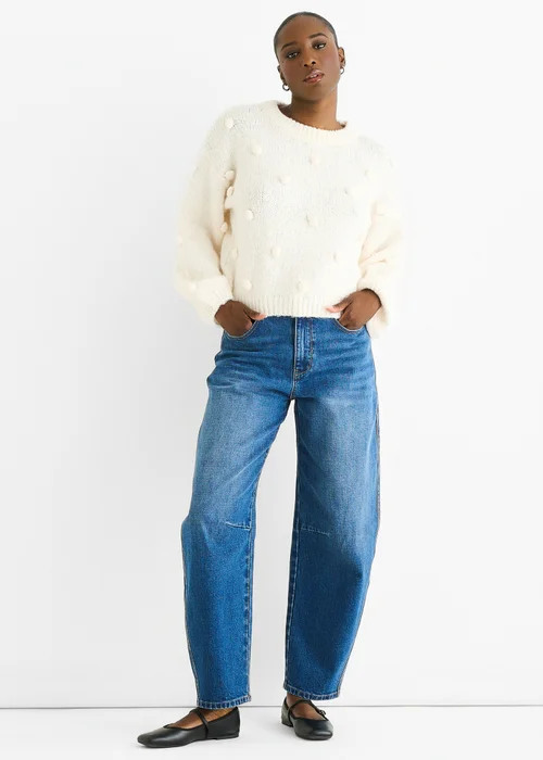 Gini London Cream Wool Mix Oversized Knit Jumper - M/L Image 1