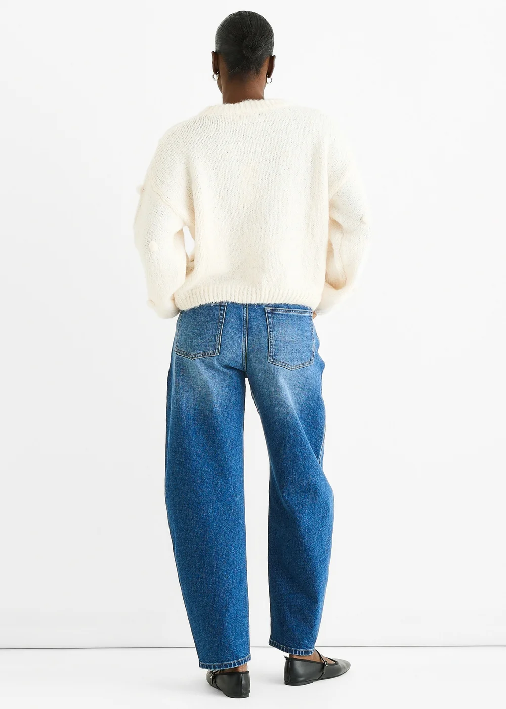 Gini London Cream Wool Mix Oversized Knit Jumper - M/L Image 2