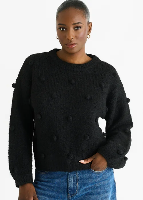 Gini London Black Wool Mix Oversized Knit Jumper - L/XL Image 3