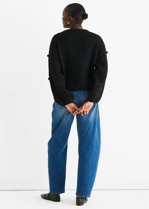 Gini London Black Wool Mix Oversized Knit Jumper - L/XL Image 2