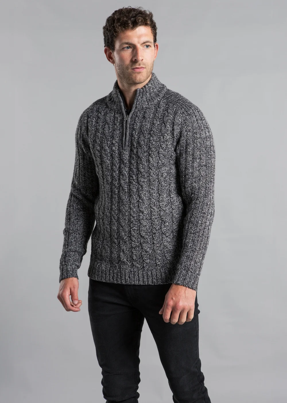 Kensington Eastside Black 1/4 Zip Cable & Rib Jumper - 2XL Image 1