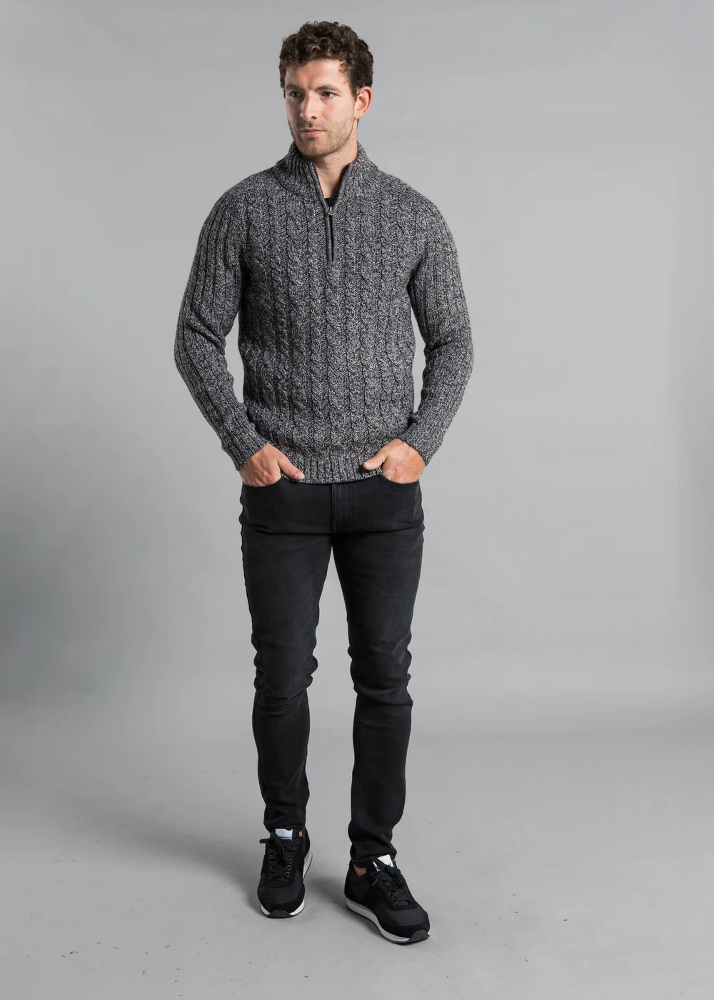 Kensington Eastside Black 1/4 Zip Cable & Rib Jumper - 2XL Image 3