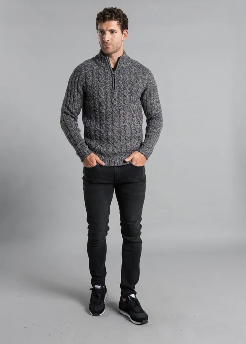 Kensington Eastside Black 1/4 Zip Cable & Rib Jumper - 2XL Image 3