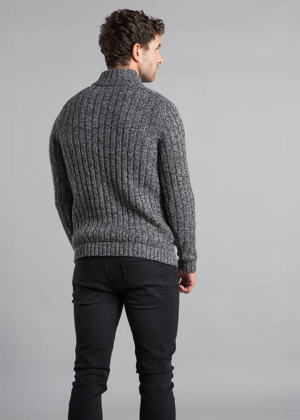 Kensington Eastside Black 1/4 Zip Cable & Rib Jumper - 2XL Image 2