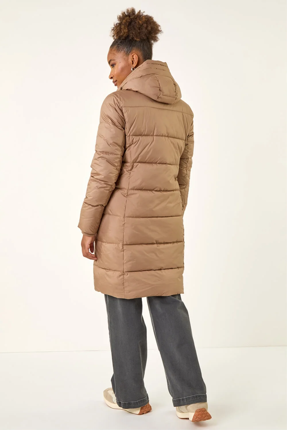 Roman Mocha Longline Padded Hooded Coat - 20 Image 3