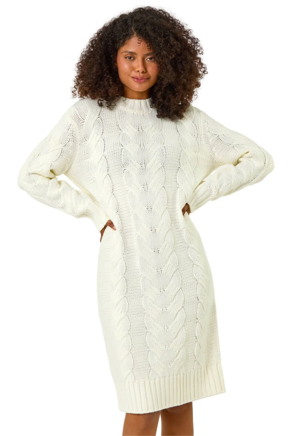 Dusk Ivory Chunky Cable Knitted Jumper Dress - 10 | Matalan Dusk Ivory Chunky Cable Knitted Jumper Dress - 10 | Matalan