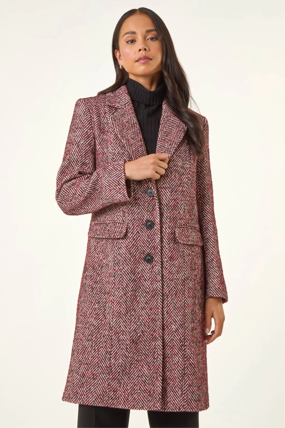 Roman Red Petite Herringbone Smart Coat - 10 Image 2