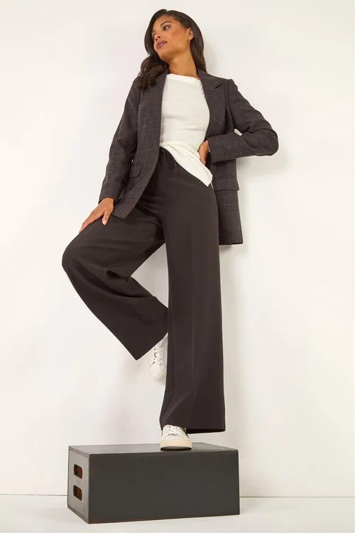 Roman Aubergine Check Print Longline Blazer - 14 Image 4