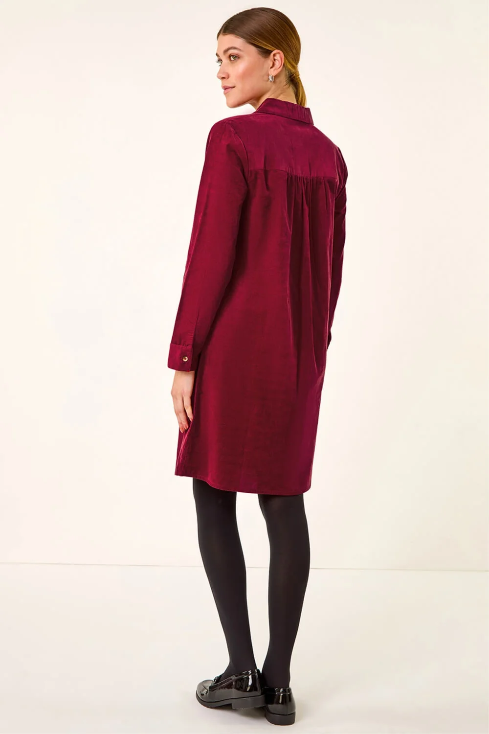 Roman Red Corduroy Tunic Shirt Dress - 20 Image 3