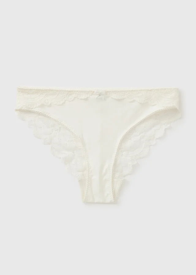 Cream Lace Trim Brazilian Knickers