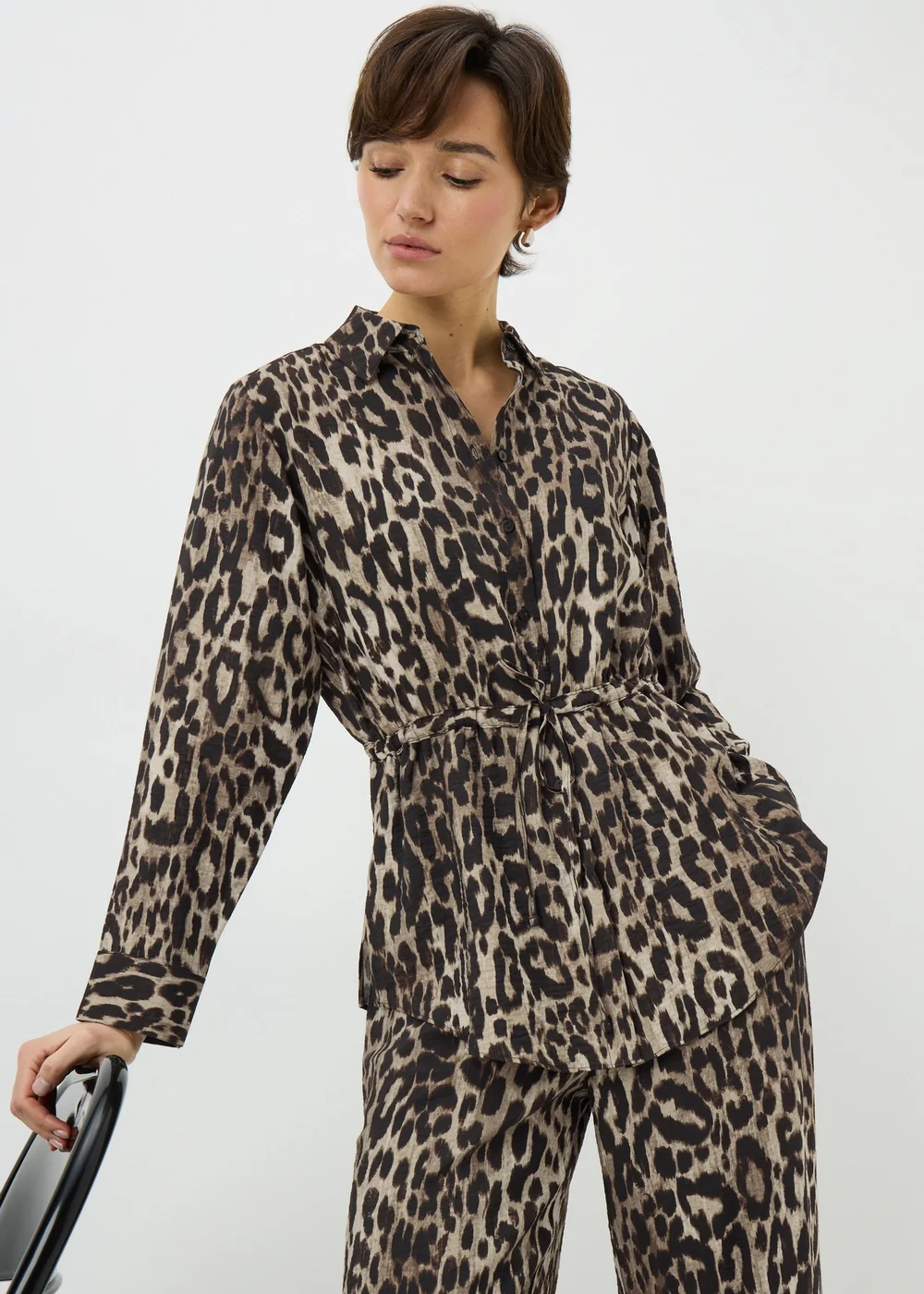 Brown Leopard Print Co Ord Blouse - 24 Image 1