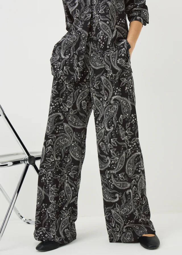 Black Paisley Co Ord Wide Leg Trousers