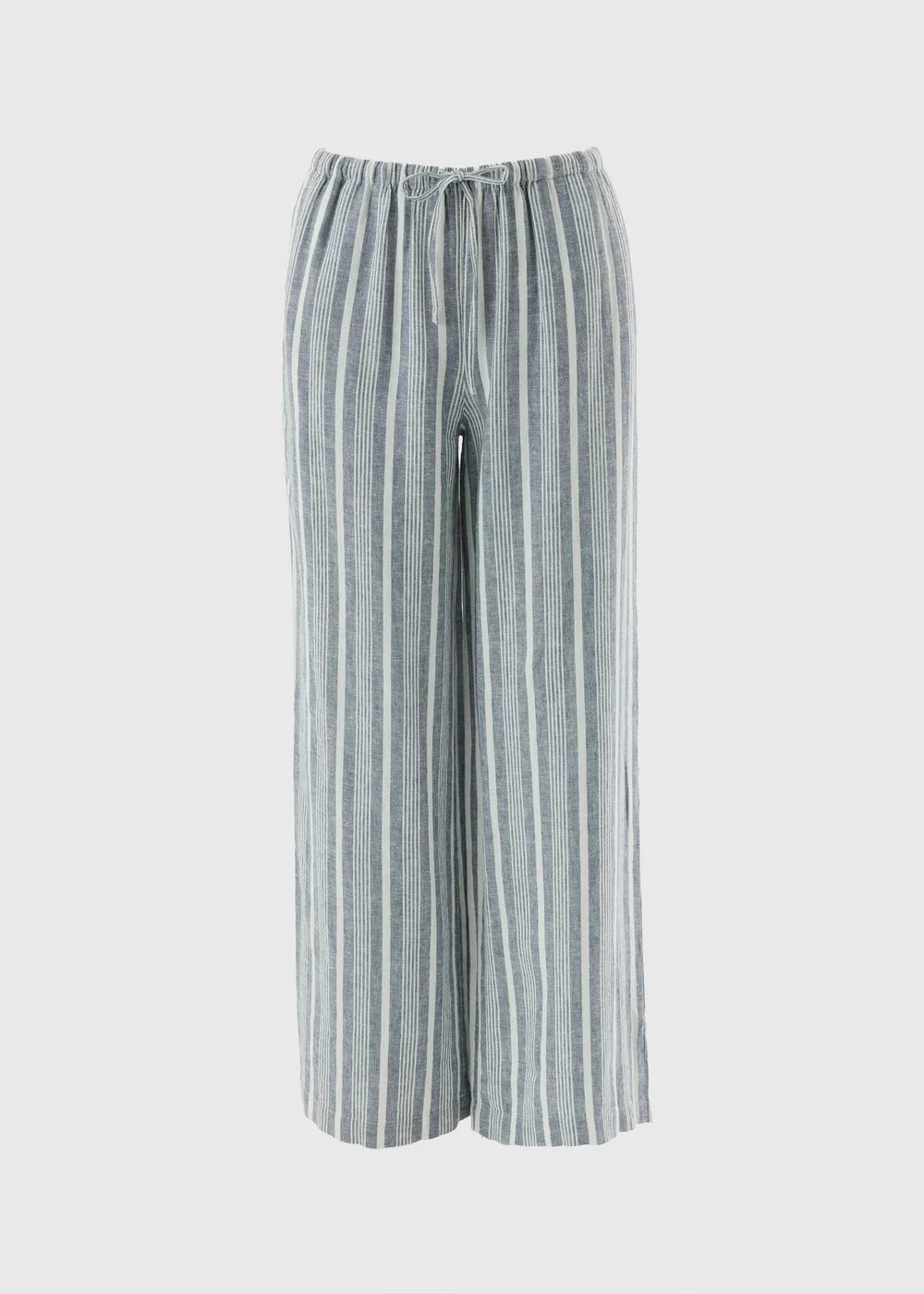 Blue Stripe Linen Blend Wide Leg Trousers - 22/L31 Image 5