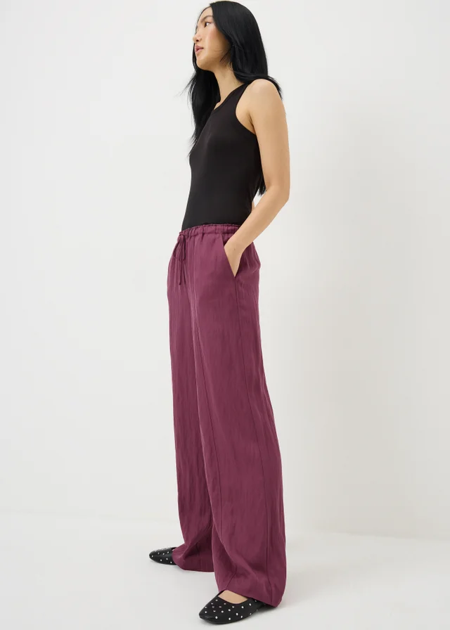 Raspberry Lyocell Wide Leg Trousers