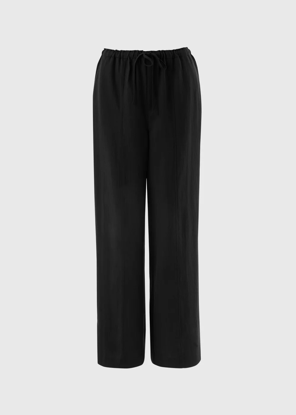 Black Lyocell Wide Leg Trousers - 14/L31 Image 4