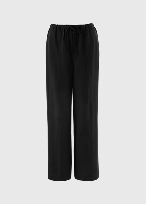 Black Lyocell Wide Leg Trousers - 14/L31 Image 4