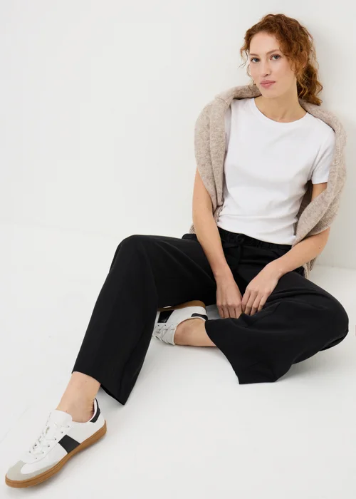 Black Lyocell Wide Leg Trousers - 14/L31 Image 2