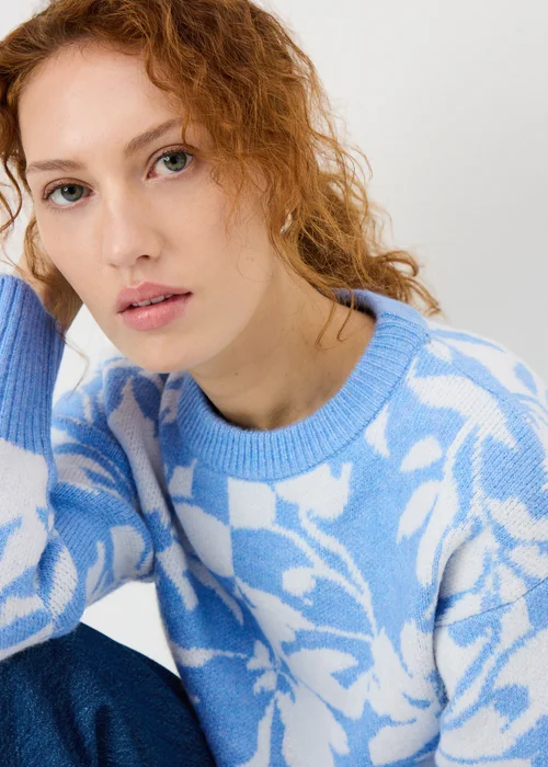 Blue Floral Jacquard Jumper - 3XL Image 2