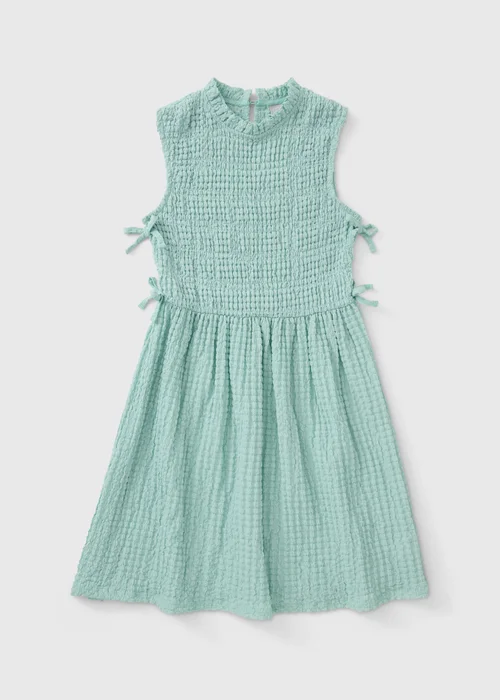 Girls Mint Textured Tie Trim Dress (7-15yrs) - Age 7 Years Image 1