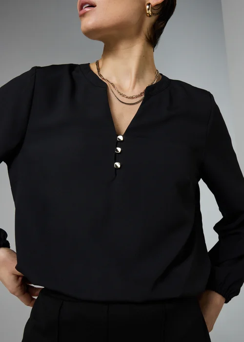 Et Vous Black Notch Neck Blouse - 8 Image 3