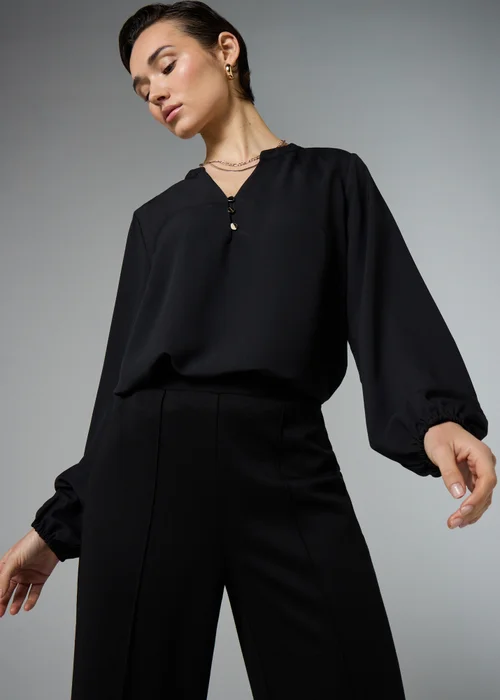 Et Vous Black Notch Neck Blouse - 8 Image 1