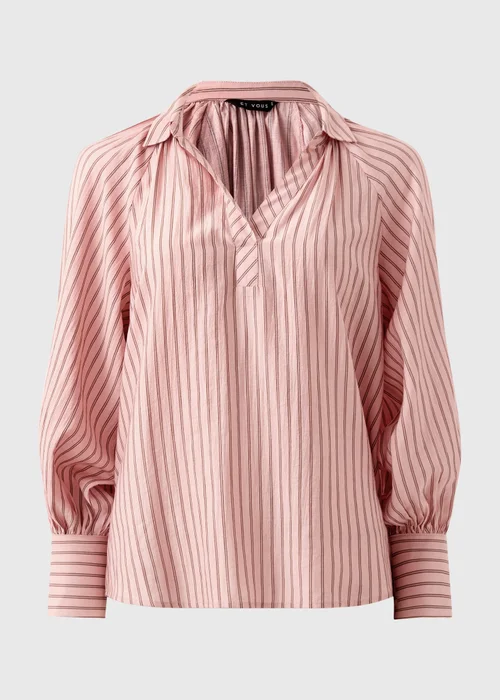 Et Vous Pink Stripe Puff Sleeve Blouse - 3XL Image 4