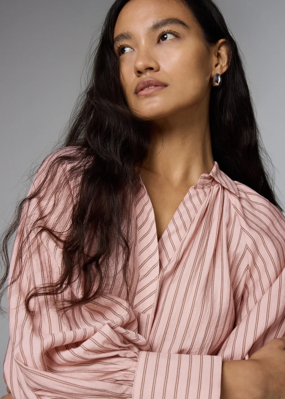 Et Vous Pink Stripe Puff Sleeve Blouse - 3XL Image 3
