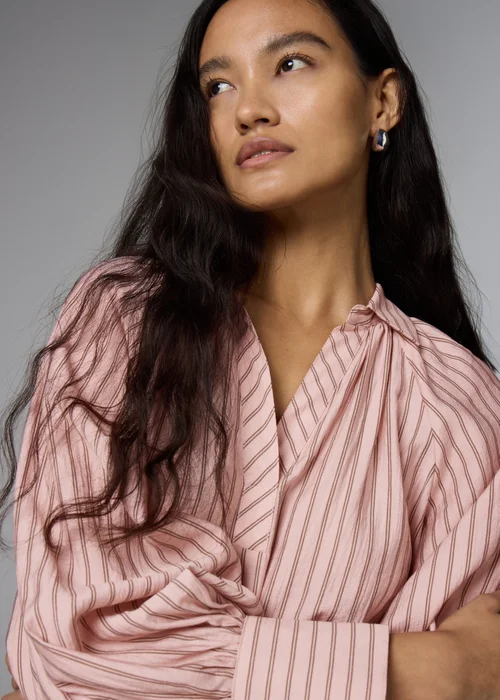 Et Vous Pink Stripe Puff Sleeve Blouse - 3XL Image 3