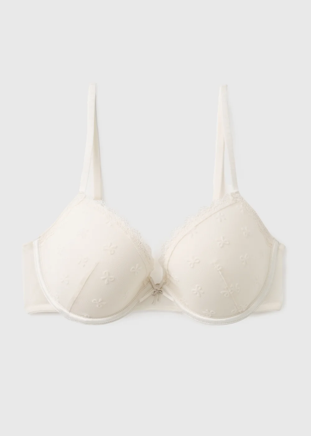 Cream Mesh Bow T-Shirt Bra - 32A Image 3